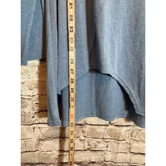 Strazzi Tunic Top Womens Large Slate Blue Asymmetric Hem Artsy Lagenlook Stretch - Picture 5 of 13